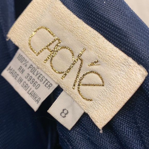 Caché Vintage BodyCon Evening Dress Side Slit Glitter Polka-Dot Navy Size 8 - Picture 2 of 9